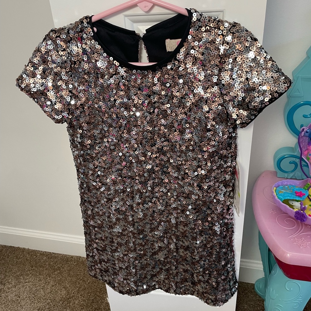 Gold and silver sequence party dress